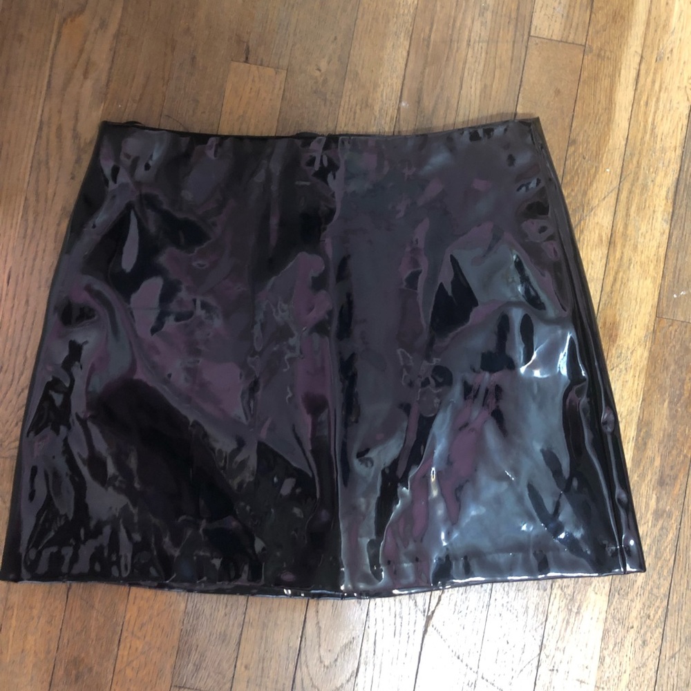 Black latex mini skirt